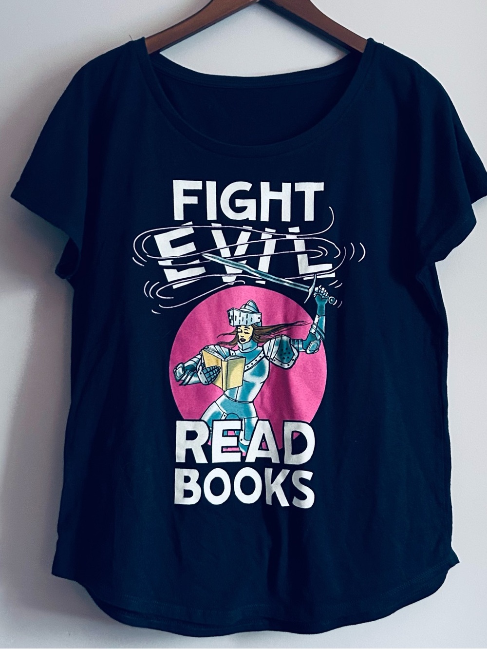Fight Evil, Read Books Graphic T-Shirt by Out of Print 2021 Size Large